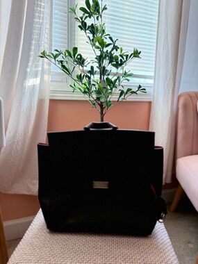 Kate Spade Black Structured Tote with Gold Plaque